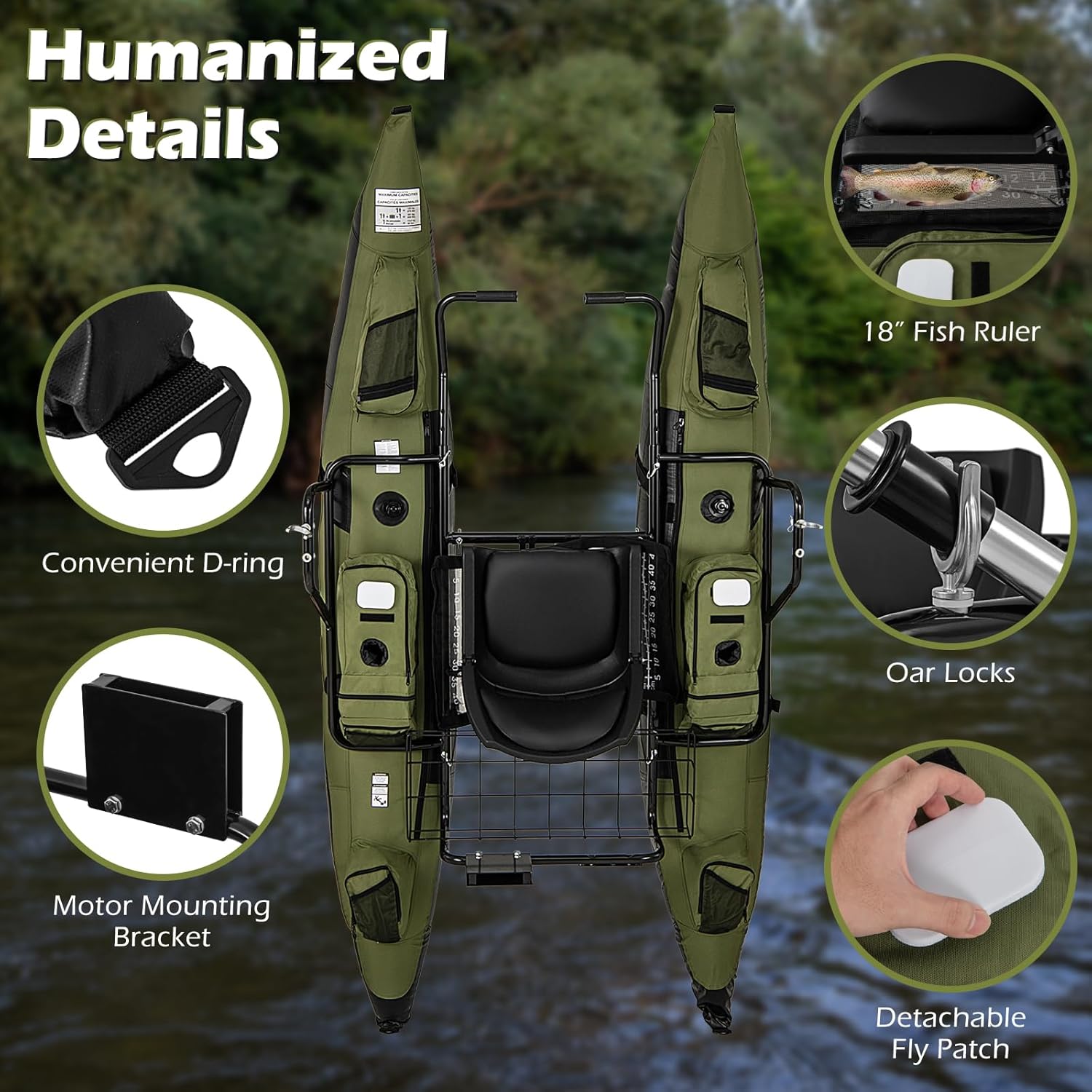 Adult Inflatable Belly Boat wi - Fishing Boat Paddle review and price